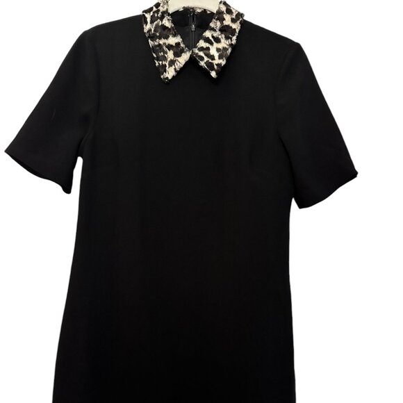 Trina Turk black Yokan leopard print Peter Pan collar mini dress  NWT Size 2 - Picture 5 of 10